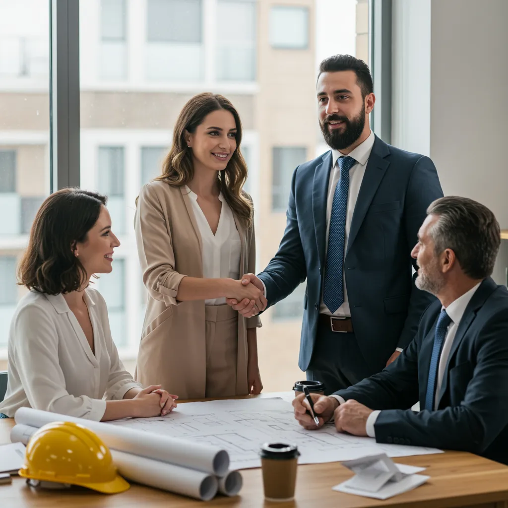 פגישת עבודה שקופה בין בעלי דירות ליזם נדל״ן לבחינת פרויקט מגור