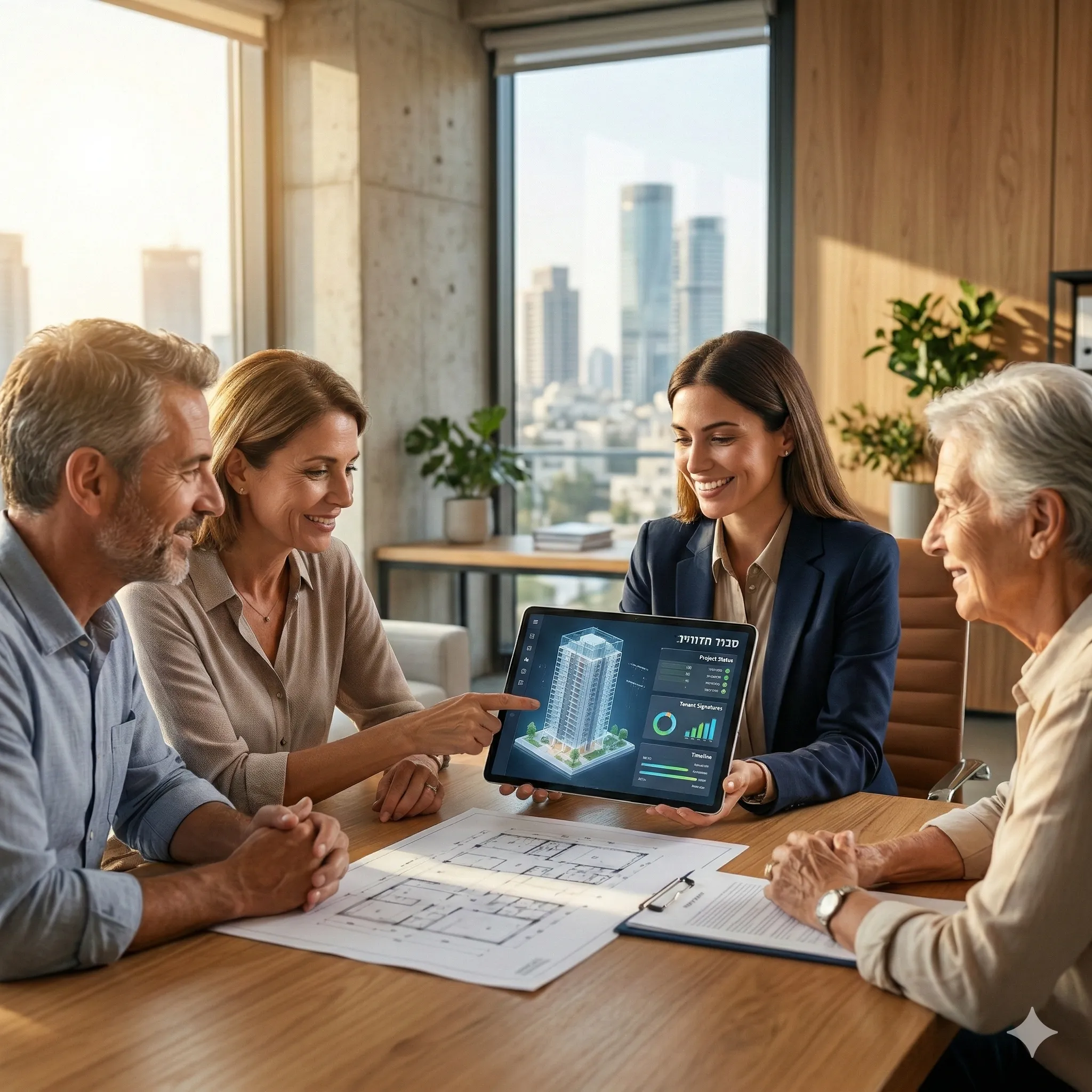 פגישת דיירים עם עורך דין התחדשות עירונית